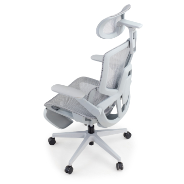 chaise ergonomique blanc gris halo z3 maille accoudoirs reglables 4d soutien lombaire appui tete repose pieds extensible 14