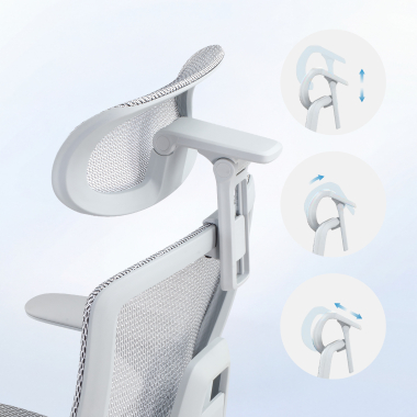 chaise ergonomique blanc gris halo z3 maille accoudoirs reglables 4d soutien lombaire appui tete repose pieds extensible 7