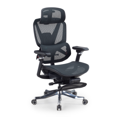 chaise ergonomique noir glide ultra maille accoudoirs reglables 5d soutien lombaire appui tete repose pieds extensible 1