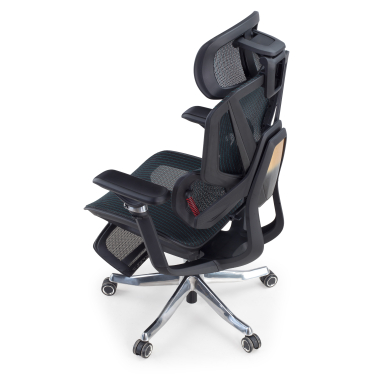 chaise ergonomique noir glide ultra maille accoudoirs reglables 5d soutien lombaire appui tete repose pieds extensible 13