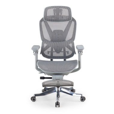 chaise ergonomique blanc gris glide ultra maille accoudoirs reglables 5d soutien lombaire appui tete repose pieds extensible 3