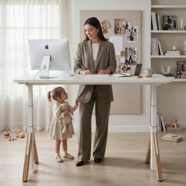 bureau assis debout blanc red oak erghos nature 2