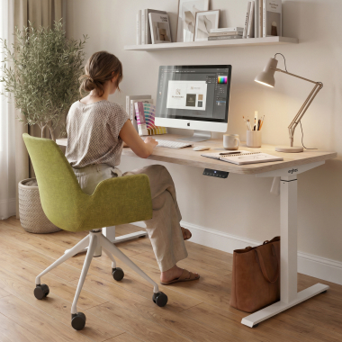 bureau assis debout blanc red oak erghos go 2