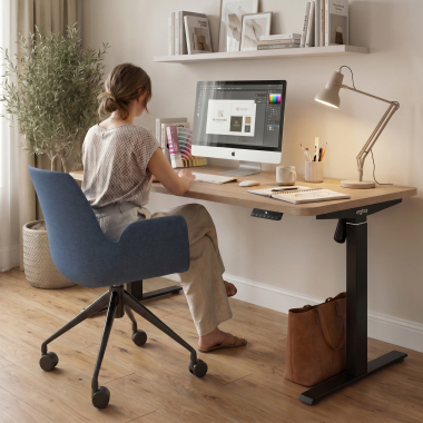 bureau assis debout noir red oak erghos go 2
