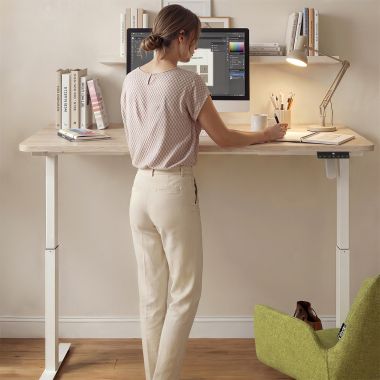 bureau assis debout blanc red oak erghos go 3