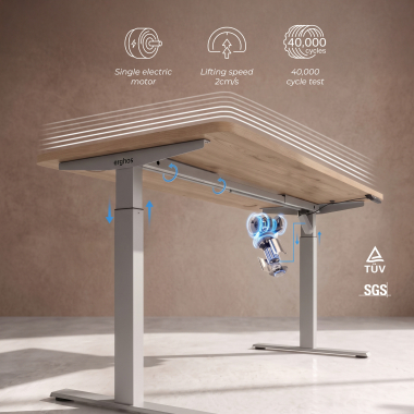 bureau assis debout aluminio flax oak erghos go 4