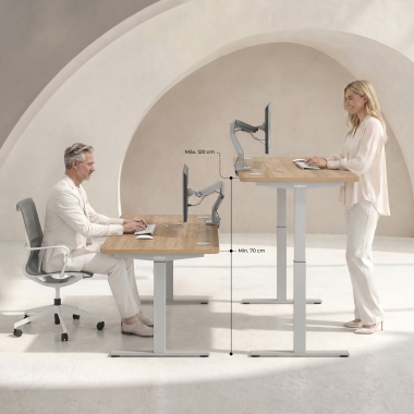 bureau assis debout aluminio warm white erghos go 6