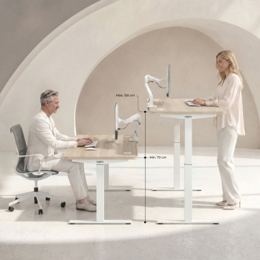bureau assis debout blanc pure black erghos go 6