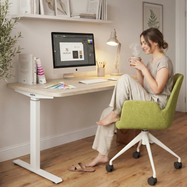 bureau assis debout blanc warm white erghos go 7