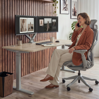 bureau assis debout aluminio warm white erghos go 8