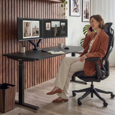 bureau assis debout noir red oak erghos go 8