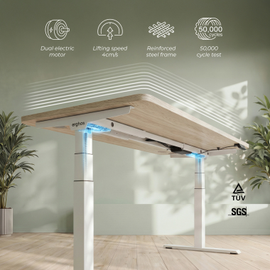 bureau assis debout blanc pure black erghos pro 4