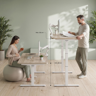 bureau assis debout blanc pure black erghos pro 7