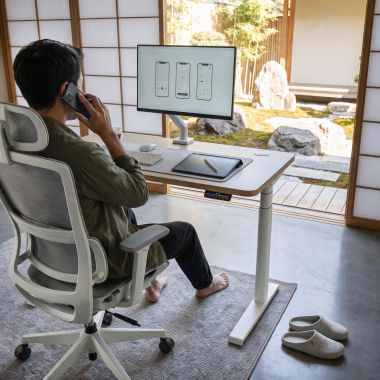 bureau assis debout blanc flax oak erghos icon 4
