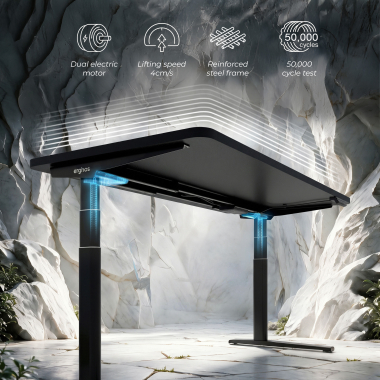 bureau assis debout noir warm white erghos icon 6