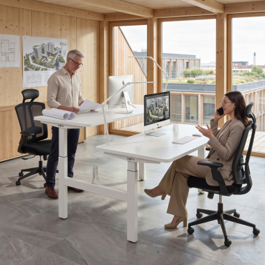 bureau assis debout blanc flax oak erghos go 2