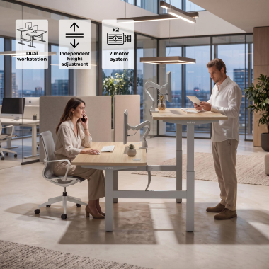 bureau assis debout aluminio warm white erghos go 3
