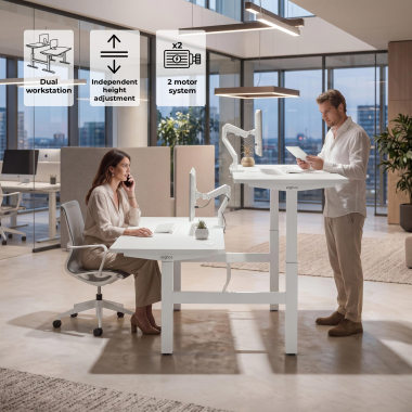 bureau assis debout blanc pure black erghos go 3