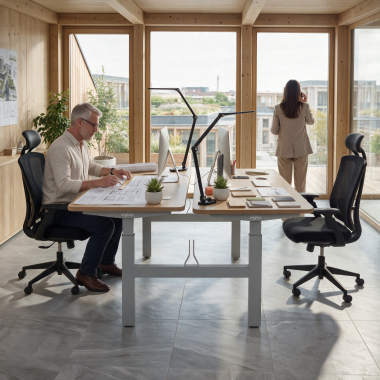 bureau assis debout aluminio red oak erghos go 8