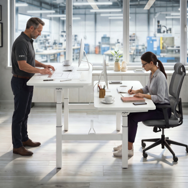 bureau assis debout blanc pure black erghos pro 3