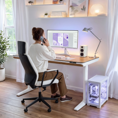 bureau assis debout blanc light walnut nolan 2