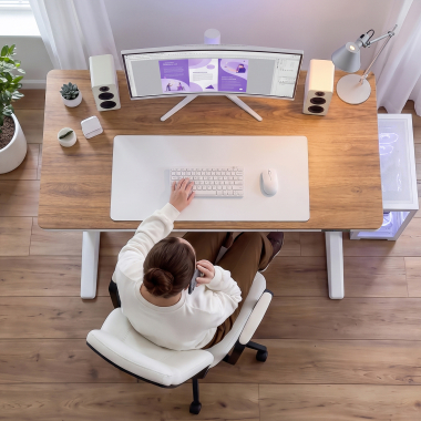 bureau assis debout blanc light walnut nolan 15
