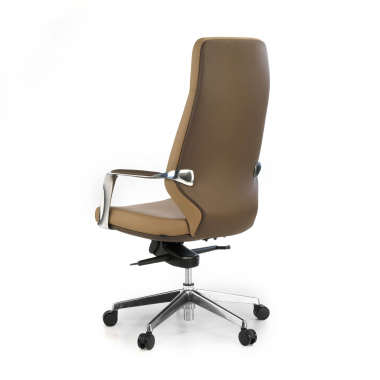 fauteuil de bureau marron dossier haut bicolore simil cuir accoudoirs rembourres 7