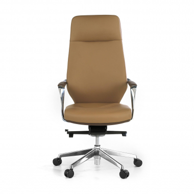 fauteuil de bureau marron dossier haut bicolore simil cuir accoudoirs rembourres 3