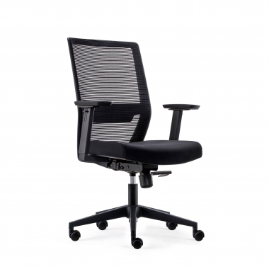 chaise pivotante noir sans appui tete maille accoudoirs mobiles soutien lombaire 1