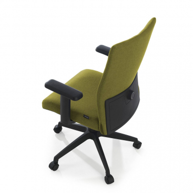 chaise pivotante vert kobe tissu accoudoirs fixes soutien lombaire 4