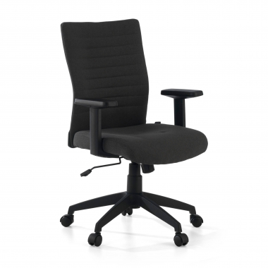 chaise pivotante noir kobe tissu accoudoirs fixes soutien lombaire 1