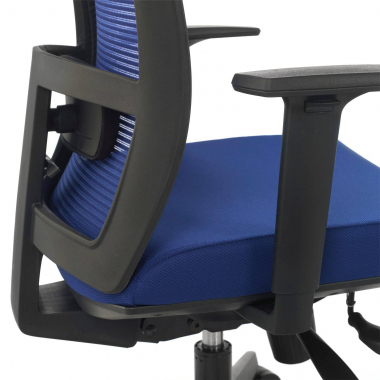 chaise ergonomique bleu structure noire maille accoudoirs reglables 1d soutien lombaire 6