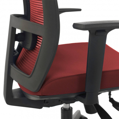 chaise ergonomique rouge structure noire maille accoudoirs reglables 1d soutien lombaire 6