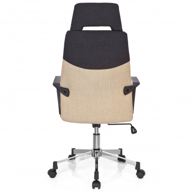 chaise de bureau marron dosseret haut tissu accoudoirs fixes appui tete 7