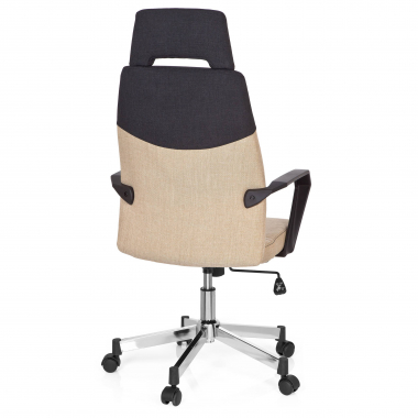 chaise de bureau marron dosseret haut tissu accoudoirs fixes appui tete 6