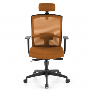 chaise ergonomique orange structure noire appui tete maille accoudoirs reglables 1d soutien lombaire appui tete 4