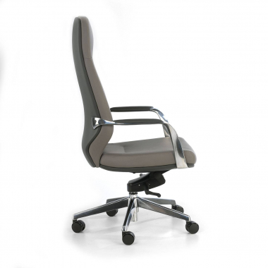 fauteuil de bureau gris dossier haut bicolore simil cuir accoudoirs rembourres 4