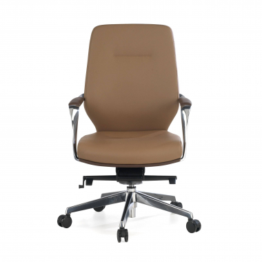 fauteuil de bureau marron dossier bas bicolore simil cuir accoudoirs rembourres 3