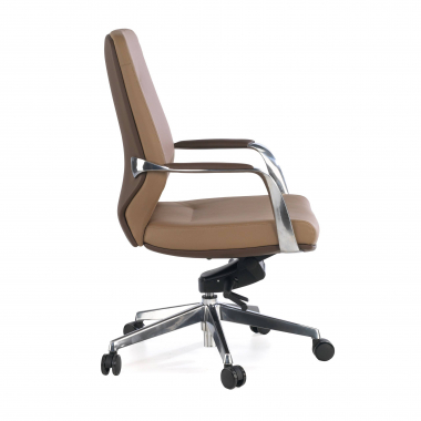 fauteuil de bureau marron dossier bas bicolore simil cuir accoudoirs rembourres 4
