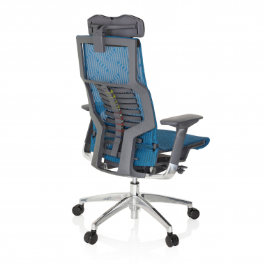 chaise de bureau pas cher bleu structure noire maille accoudoirs reglables 4d soutien lombaire appui tete 6