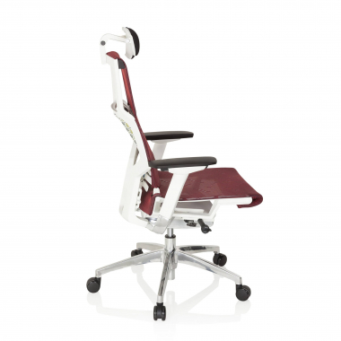 chaise de bureau pas cher blanc rouge structure blanche maille accoudoirs reglables 4d soutien lombaire appui tete 6