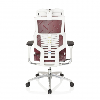 chaise de bureau pas cher blanc rouge structure blanche maille accoudoirs reglables 4d soutien lombaire appui tete 9
