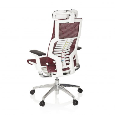 chaise de bureau pas cher blanc rouge structure blanche maille accoudoirs reglables 4d soutien lombaire appui tete 7