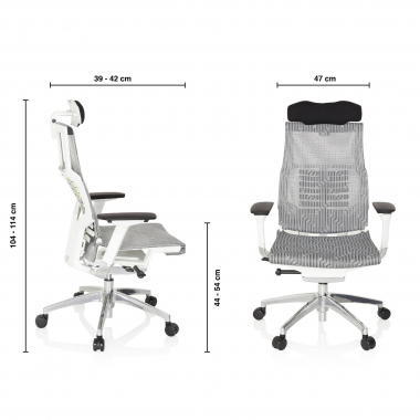 chaise de bureau pas cher blanc rouge structure blanche maille accoudoirs reglables 4d soutien lombaire appui tete 11
