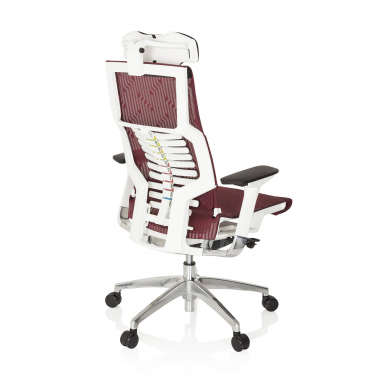 chaise de bureau pas cher blanc rouge structure blanche maille accoudoirs reglables 4d soutien lombaire appui tete 8