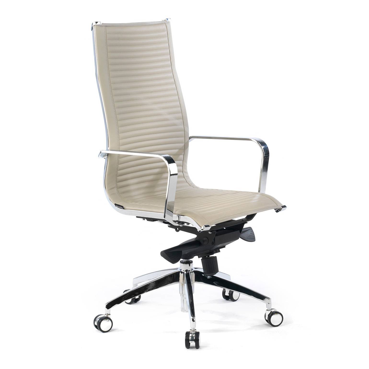 Fauteuil de bureau design Brenton, cadre en acier, dossier haut