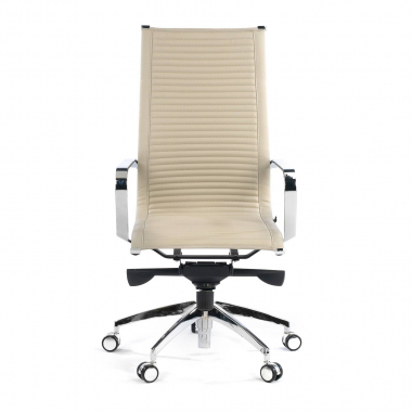 chaise de bureau beige structure chromee similicuir simil cuir accoudoirs fixes 3