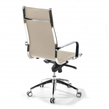chaise de bureau beige structure chromee similicuir simil cuir accoudoirs fixes 6