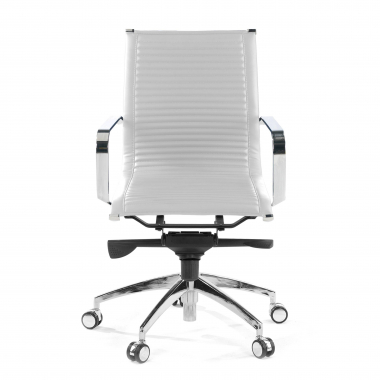 fauteuil de bureau blanc structure chromee similicuir simil cuir accoudoirs fixes 3