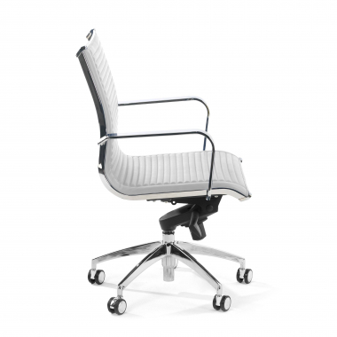 fauteuil de bureau blanc structure chromee similicuir simil cuir accoudoirs fixes 4